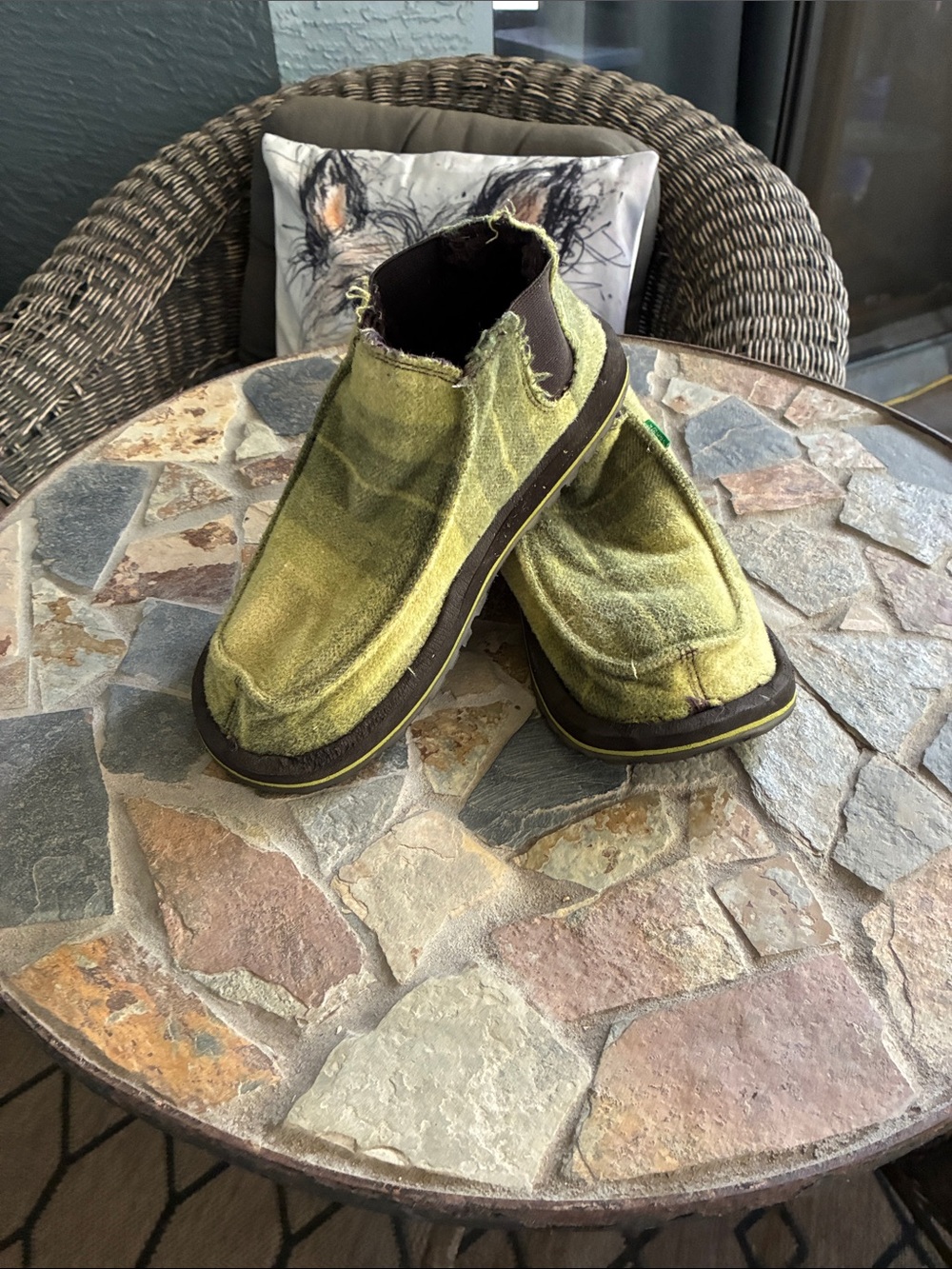 Sanuk Olive Green Chukka Canvas Slip-On Boots